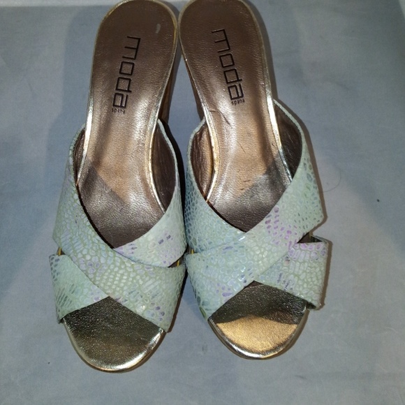 MODA SPANA Pastel Faux Snakeskin Wedge Sandals - Picture 7 of 8